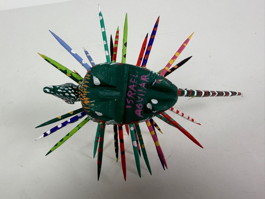 Vintage Oaxacan Hand-painted Porcupine Figurine Signed Israel Aguilar 5W [Photo 5]