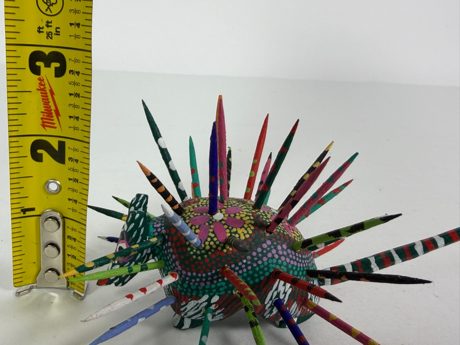 Vintage Oaxacan Hand-painted Porcupine Figurine Signed Israel Aguilar 5W [Photo 6]