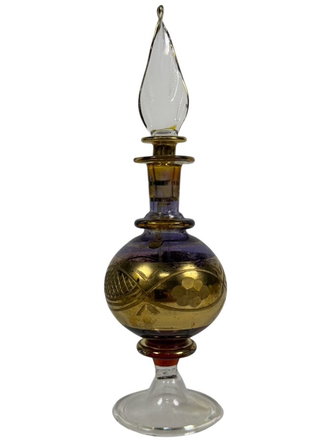 Vintage Egyptian Glass Perfume Bottle 6.5H