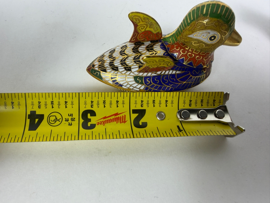 Pair Of Vintage Chinese Cloisonne Mallard Duck Trinket Boxes 3W [Photo 5]