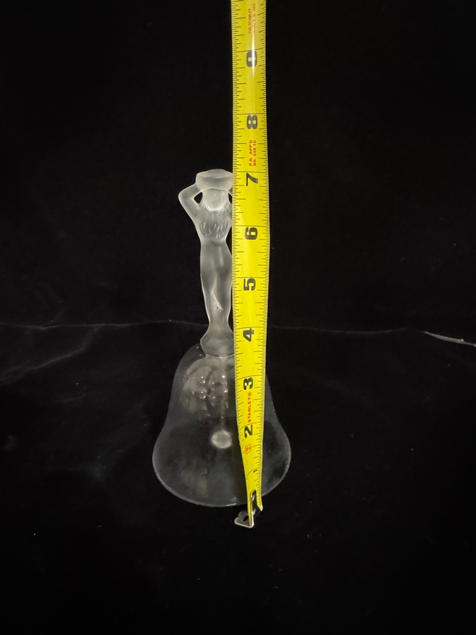 Vintage Bayel France Bacchante Frosted Nude Female Figurine Clear Lead Crystal Bell 7'H [Photo 4]