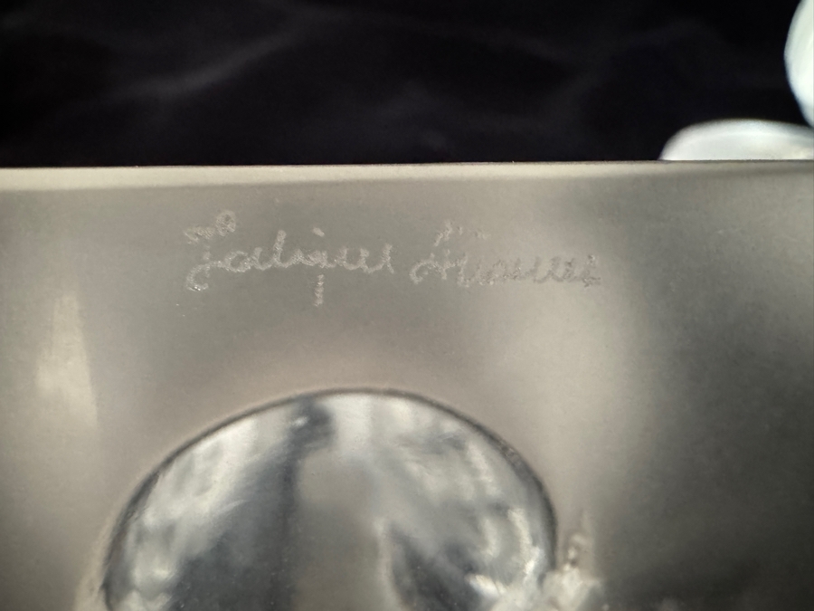 Vintage Signed Lalique France Frosted And Clear Crystal Hirondelles Swallow Birds Paperweight Bookends Set Of 2 6.25'H [Photo 6]