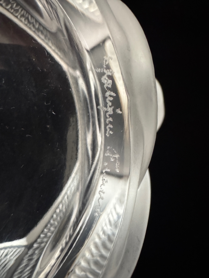 Vintage Lalique France Frosted Crystal Gao Pattern Art Deco Small Trinket Bowl Ashtray 4'W X 2'H [Photo 4]