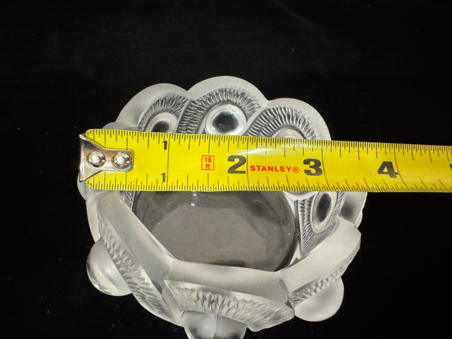 Vintage Lalique France Frosted Crystal Gao Pattern Art Deco Small Trinket Bowl Ashtray 4'W X 2'H [Photo 5]