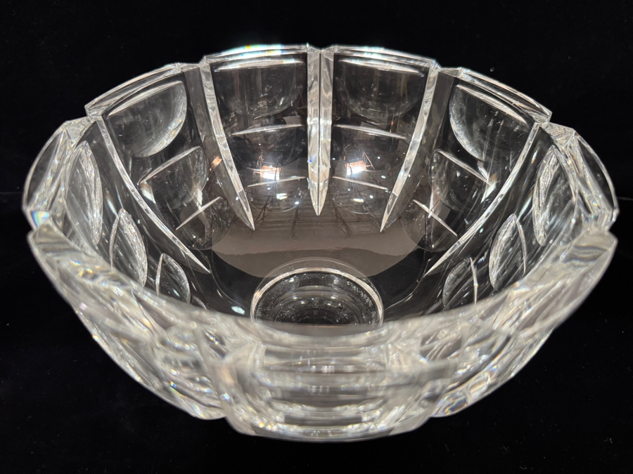 Vintage Simon Gate For Orrefors Sweden Thousand Windows Heavy Cut Crystal Pedestal Centerpiece Bowl 8'W X 5'H [Photo 2]