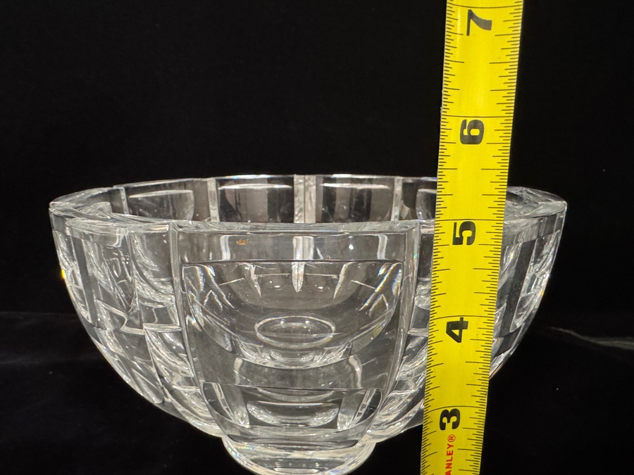 Vintage Simon Gate For Orrefors Sweden Thousand Windows Heavy Cut Crystal Pedestal Centerpiece Bowl 8'W X 5'H [Photo 5]