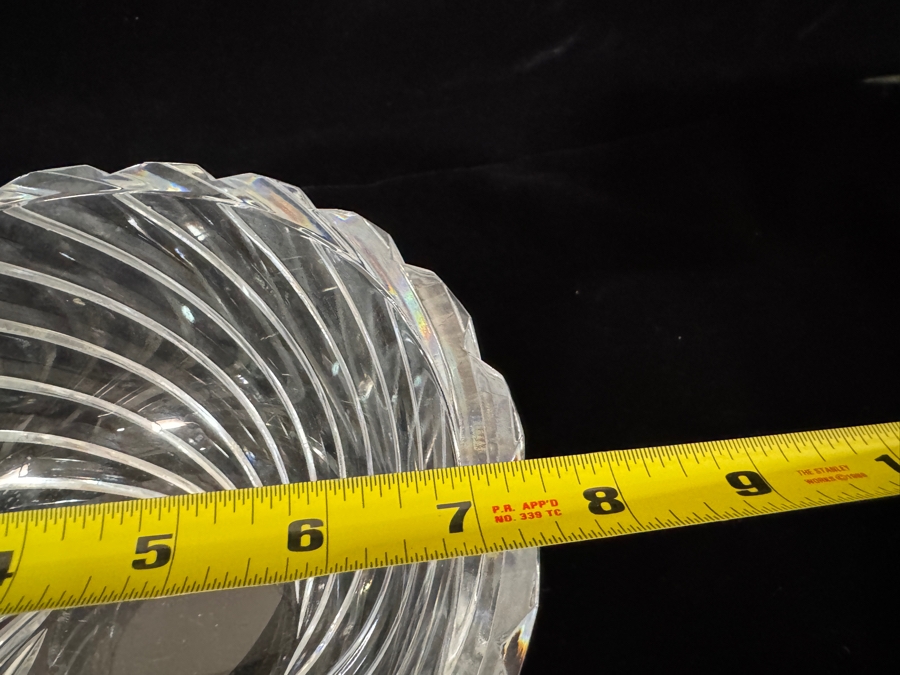 Vintage Jan Johansson For Orrefors Sweden Svaneholm Heavy Diagonal Swirl Cut Crystal Salad Centerpiece Bowl 7.5'W X 4.25'H [Photo 4]