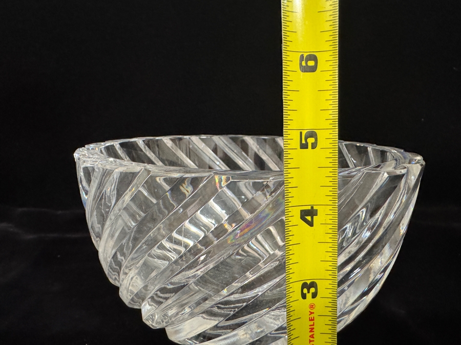 Vintage Jan Johansson For Orrefors Sweden Svaneholm Heavy Diagonal Swirl Cut Crystal Salad Centerpiece Bowl 7.5'W X 4.25'H [Photo 5]