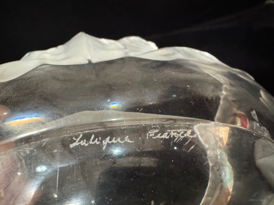 Vintage Marc Lalique For Lalique France Compiegne Frosted And Clear Crystal Oak Leaf Jardiniere Centerpiece Bowl 8'W X 4'H [Photo 4]