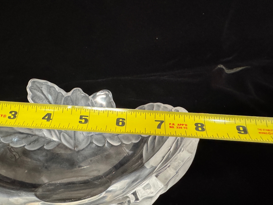 Vintage Marc Lalique For Lalique France Compiegne Frosted And Clear Crystal Oak Leaf Jardiniere Centerpiece Bowl 8'W X 4'H [Photo 5]