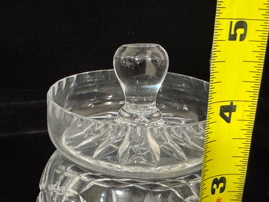Vintage Cartier Signed French Heavy Cut Clear Lead Crystal Lidded Mini Biscuit Barrel Candy Jar 4.5'H [Photo 5]
