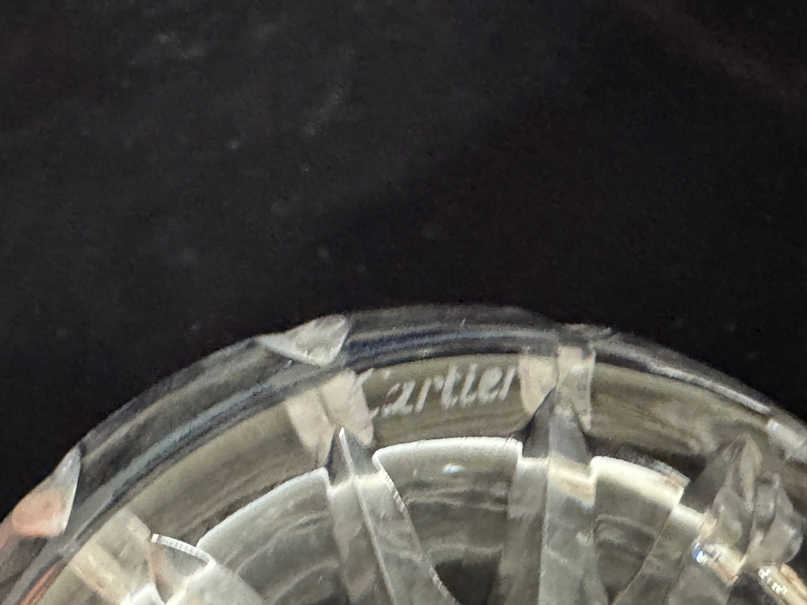 Vintage Cartier Signed French Heavy Cut Clear Lead Crystal Lidded Mini Biscuit Barrel Candy Jar 4.5'H [Photo 4]