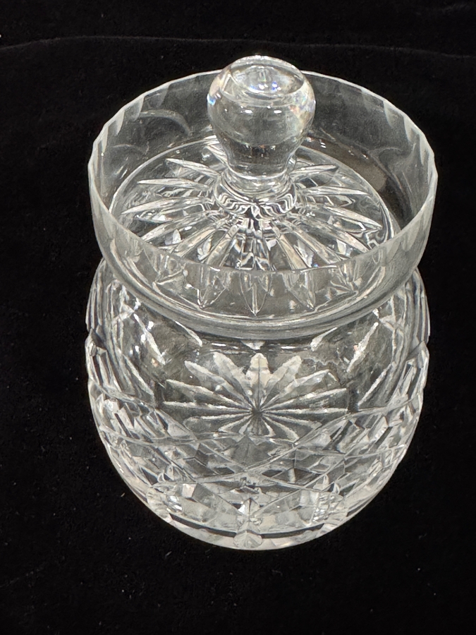 Vintage Cartier Signed French Heavy Cut Clear Lead Crystal Lidded Mini Biscuit Barrel Candy Jar 4.5'H [Photo 3]