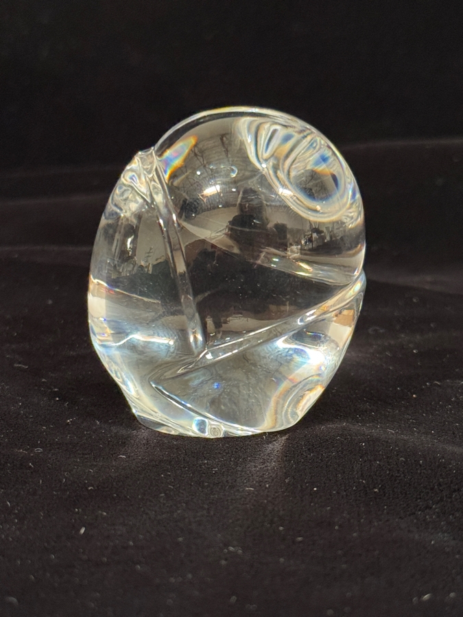 Vintage Lloyd Atkins For Steuben Clear Crystal Wise Owl Figurine Paperweight 2.5'H [Photo 3]
