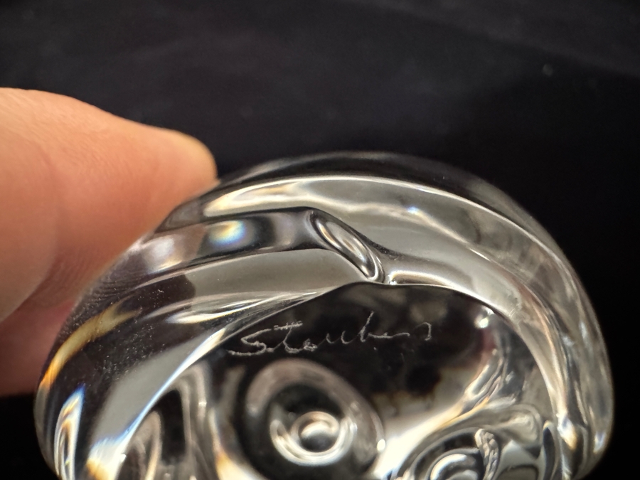 Vintage Lloyd Atkins For Steuben Clear Crystal Wise Owl Figurine Paperweight 2.5'H [Photo 5]