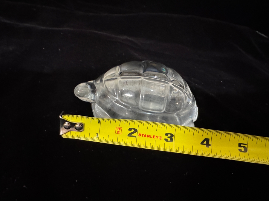 Vintage Signed Baccarat France Clear Lead Crystal Tortoise Turtle Figurine Paperweight 3.5'H X 1.6'H [Photo 3]