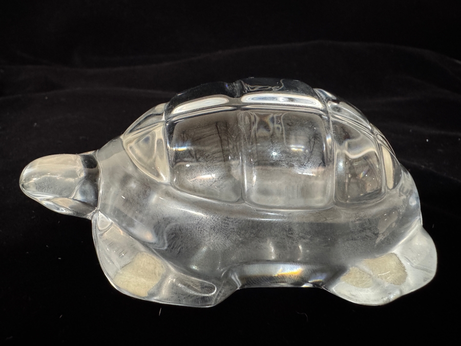 Vintage Signed Baccarat France Clear Lead Crystal Tortoise Turtle Figurine Paperweight 3.5'H X 1.6'H [Photo 2]
