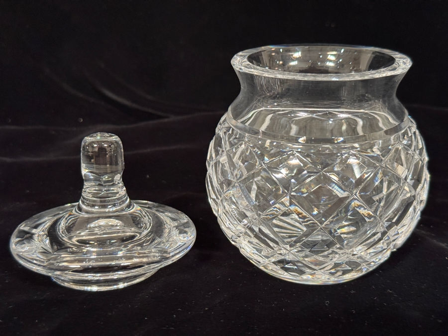 Vintage Waterford Crystal Giftware Pattern Lidded Honey Pot Jam Marmalade Jelly Jar 5.6'H [Photo 3]
