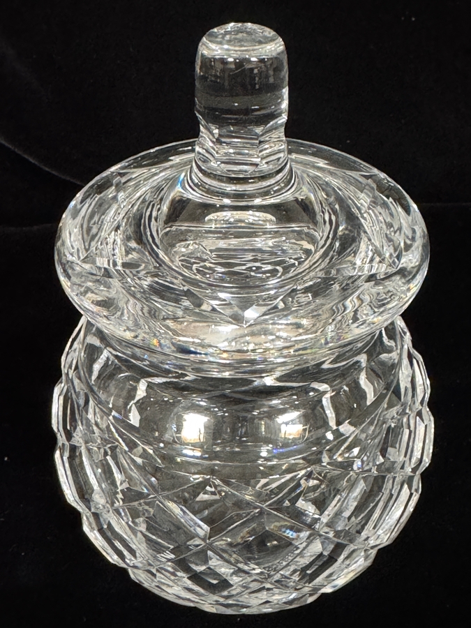 Vintage Waterford Crystal Giftware Pattern Lidded Honey Pot Jam Marmalade Jelly Jar 5.6'H [Photo 2]