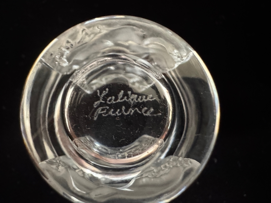 Vintage Lalique France Crystal Les Enfants Cherub Clear And Frosted Panel Cordial Shot Glasses Set Of 2 1.75'H [Photo 7]
