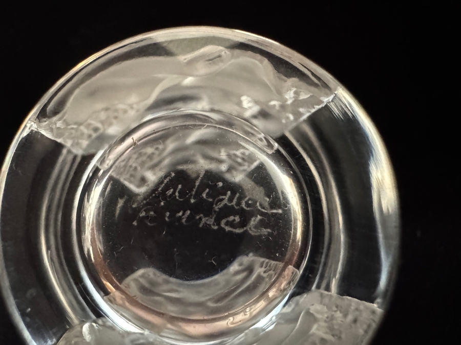Vintage Lalique France Crystal Les Enfants Cherub Clear And Frosted Panel Cordial Shot Glasses Set Of 2 1.75'H [Photo 8]