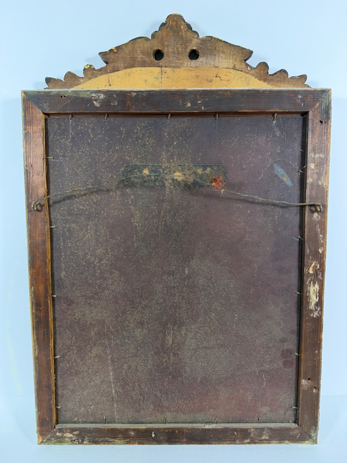 Antique Original Mexican Retablo Painting On Tin Of 'Mary And Elizabeth With Jesus And John The Baptist' After German Romantic Artist Johann Friedrich Overbeck 13.75 X 17 In Antique Gilt Wooden Frame 16 X 24 [Photo 8]
