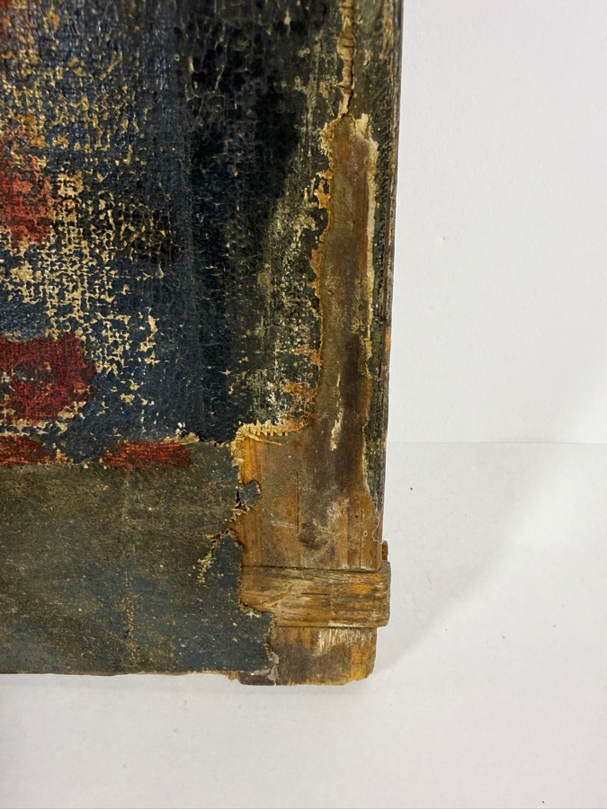 Antique 19th Century Original Mexican Retablo Painting On Canvas Showing The Virgin Mary, Our Lady Of Refuge With The Christ Child 12.75 X 16.75 [Photo 6]
