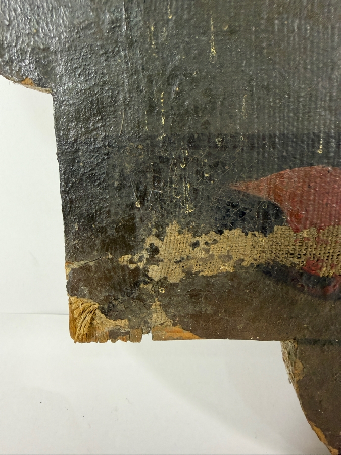 Antique 19th Century Original Mexican Retablo Painting On Canvas Showing Saint Joseph 14.25 X 18.5 [Photo 7]
