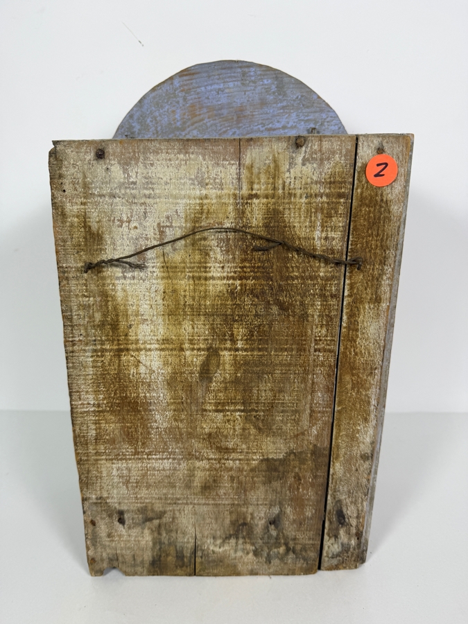 Antique Mexican Santos Hand Carved And Hand Painted Wooden Sculpture Of A Saint Enclosed Within It's Original Wooden Shrine 9W X 5D X 15.5H [Photo 8]