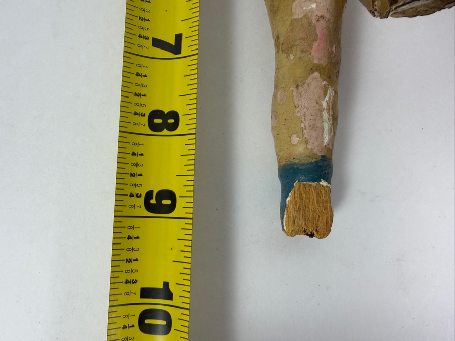 Antique Mexican Santos Hand Carved And Hand Painted Wooden Sculpture 9H [Photo 7]