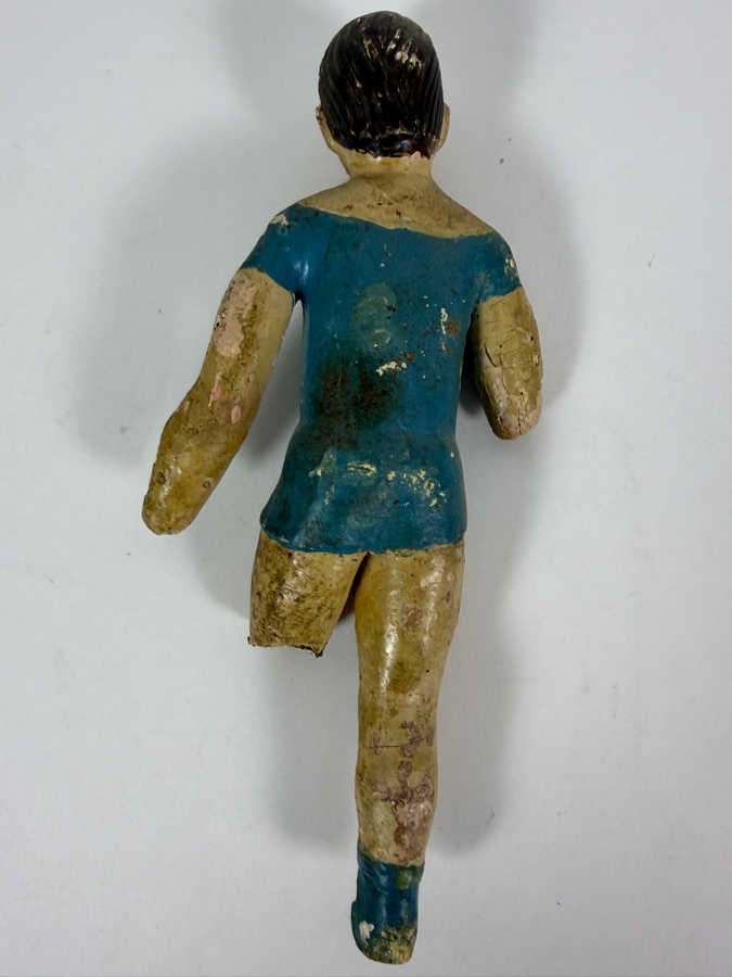 Antique Mexican Santos Hand Carved And Hand Painted Wooden Sculpture 9H [Photo 5]