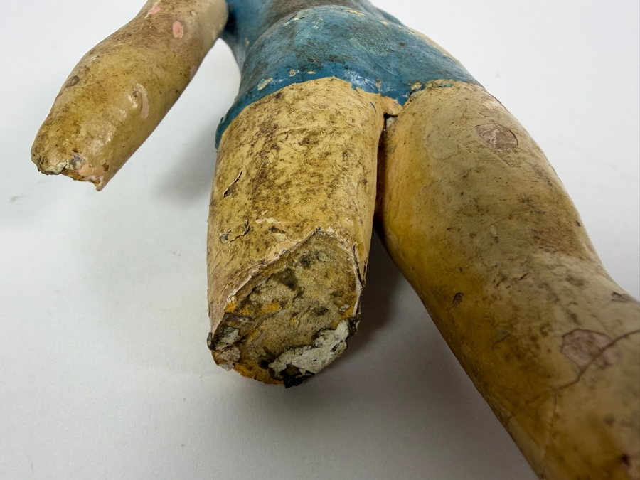 Antique Mexican Santos Hand Carved And Hand Painted Wooden Sculpture 9H [Photo 6]