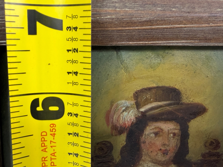 Antique Original Mexican Retablo Painting On Tin Depicting The Holy Child Of Atocha, The Christ Child 4.75 X 6.5 Framed 6.25 X 8.5 [Photo 9]