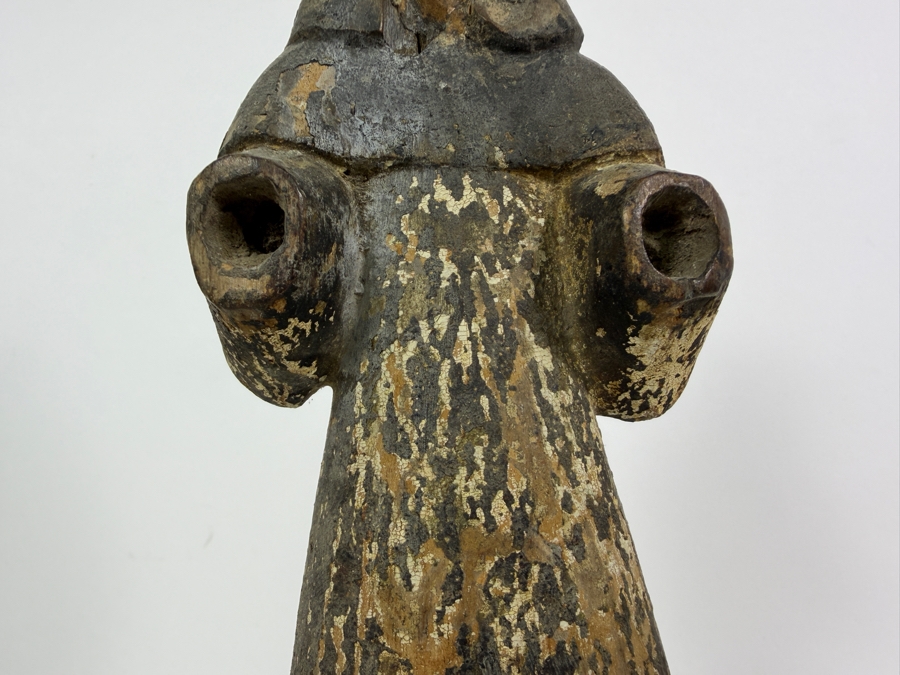 Antique 19th Century Mexican Santos Hand Carved And Hand Painted Wooden Sculpture 11.5H [Photo 5]