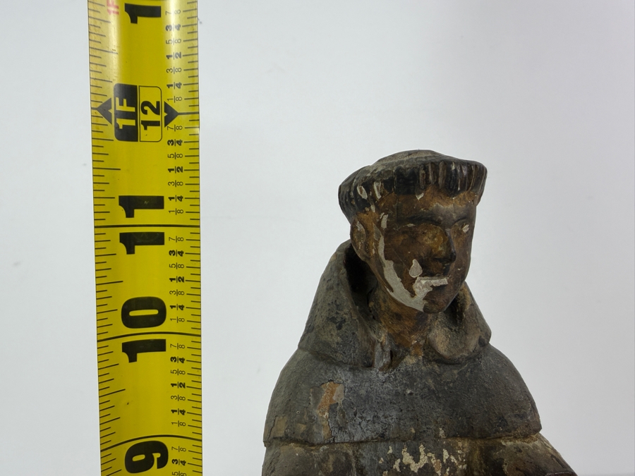 Antique 19th Century Mexican Santos Hand Carved And Hand Painted Wooden Sculpture 11.5H [Photo 12]