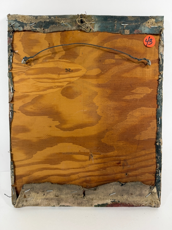 Antique 19th Century Original Mexican Retablo Painting On Canvas Depicting The Holy Family (Jesus, Mary And Joseph) 10 X 12.5 [Photo 9]