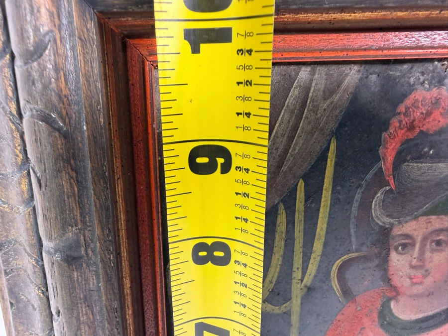 Antique Original Mexican Retablo Painting On Tin Depicting The Catholic Figure Holy Child Of Atocha, The Christ Child 6.75 X 9.75 Framed 11 X 14 [Photo 7]