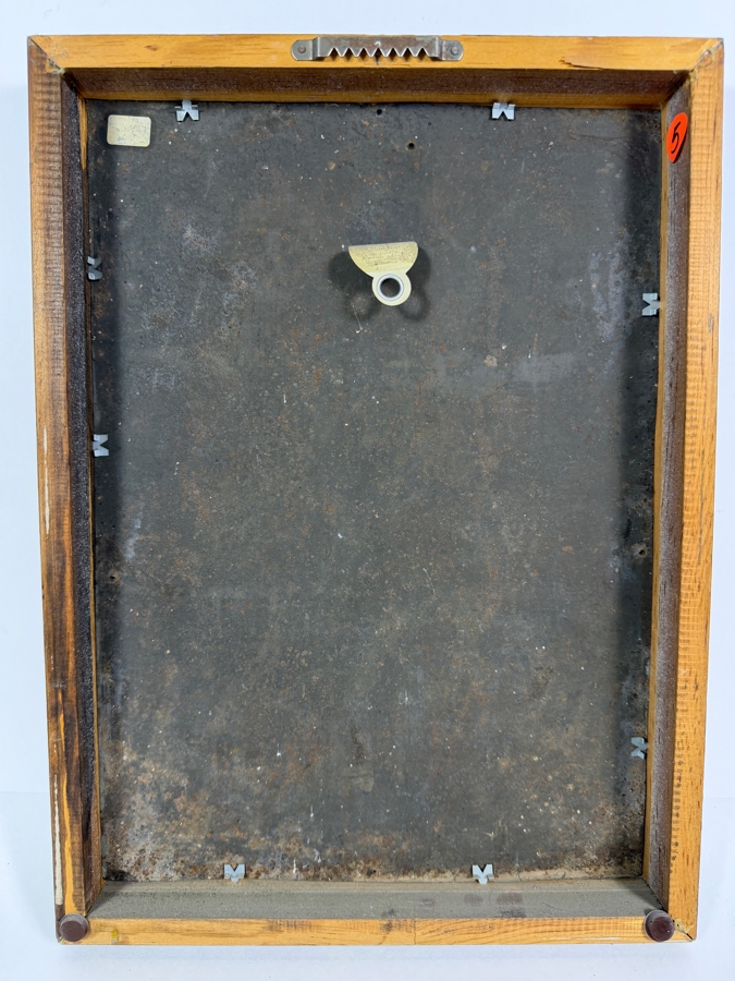Antique 19th Century Original Mexican Retablo Painting On Tin Depicting Saint Anthony Of Padua Holding The Christ Child 9.75 X 13.75 Framed 11 X 15.5 [Photo 11]