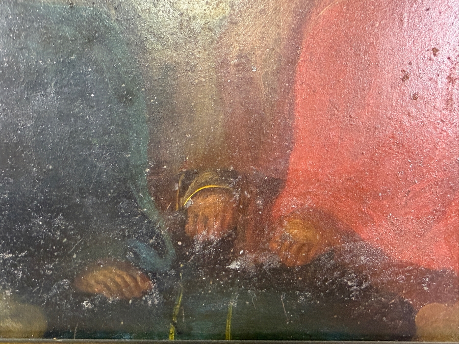 Antique 19th Century Original Mexican Retablo Painting On Tin Depicting The Holy Trinity (God The Father In The Center, Jesus the Son To The Left And The Holy Spirit To The Right) 9 X 11.75 Framed 12 X 15 [Photo 7]