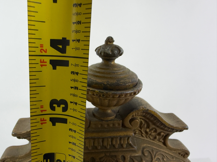 Antique New Haven Clock Co Spelter Cherub Spherical Mantel Clock Made In USA 11'W X 4'D X 14'H [Photo 10]
