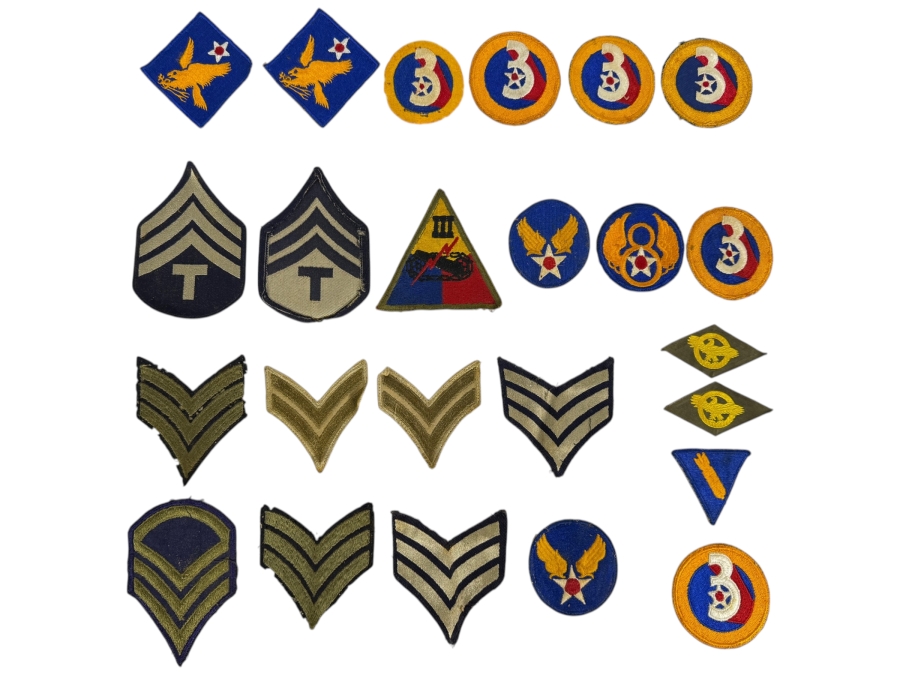 Collection Of Vintage WWII US Army Air Forces And Enlisted Rank Shoulder Sleeve Insignia Patches