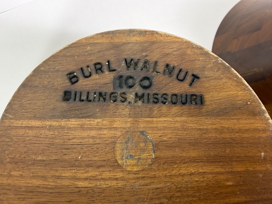 Vintage Burl Walnut Manufacturing Co Handcrafted Segmented Wood Wave Salad Bowl Made In USA [Photo 7]