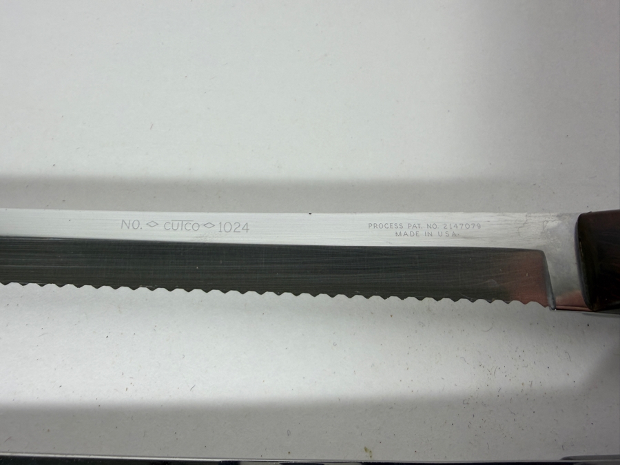 Set of (5) Vintage Cutco Double-D Serrated Edge Knife Set With Classic Dark Brown Thermo-Resin Handles Made In USA [Photo 2]