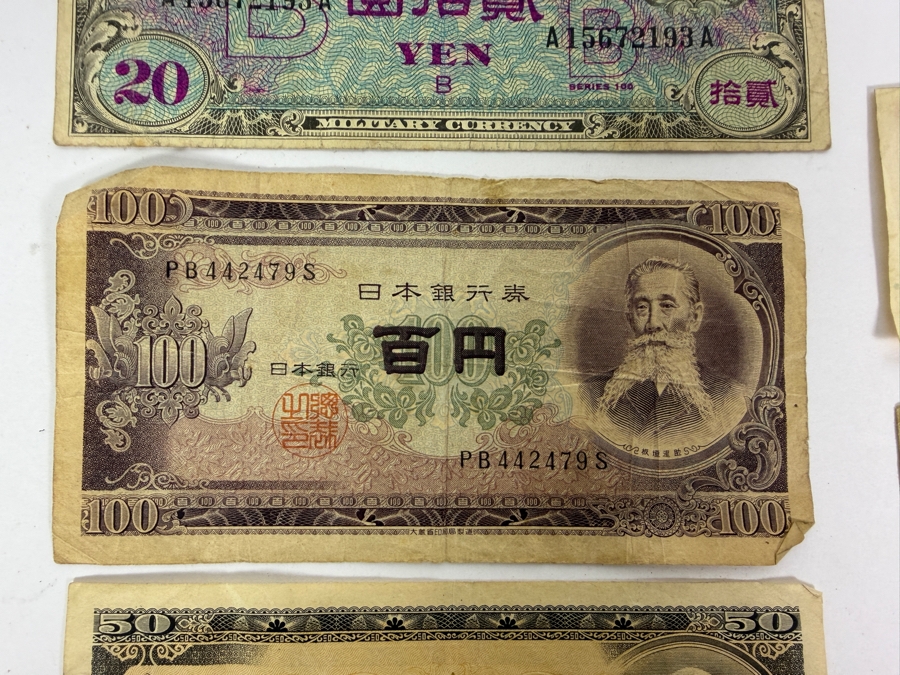 Collection Of Vintage WWII US Military Payment Certificates Series 461 And Allied Occupation B-Yen Banknotes  [Photo 3]