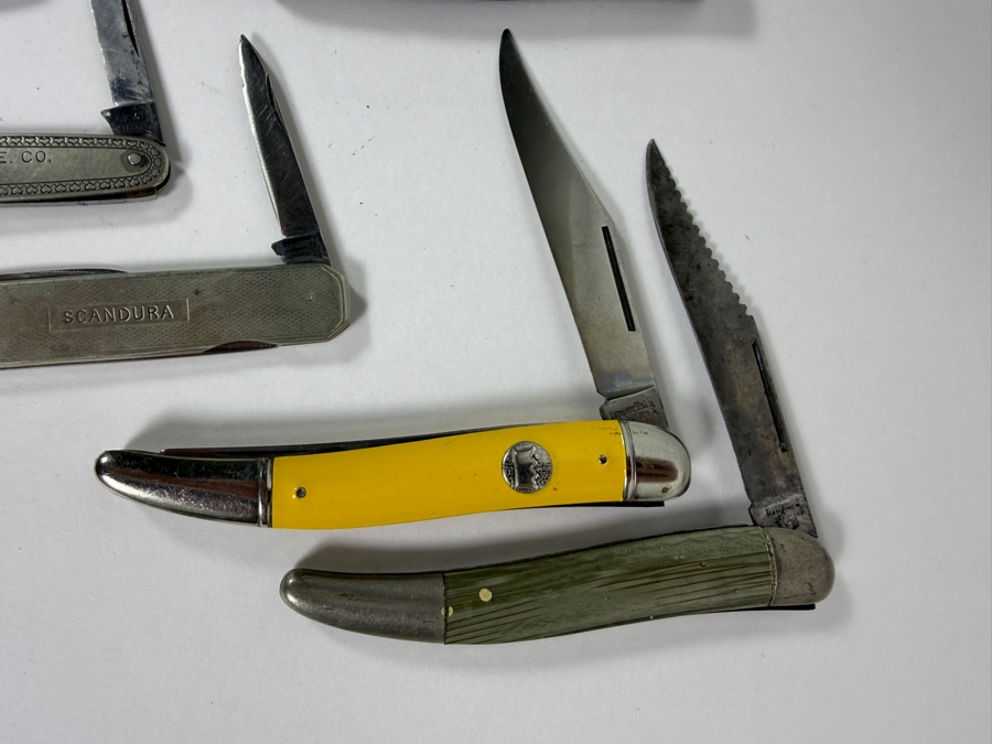 Collection Of Vintage Folding Pocket Knives Including Imperial Ulster And Advertising Multi Tools Made In USA [Photo 6]