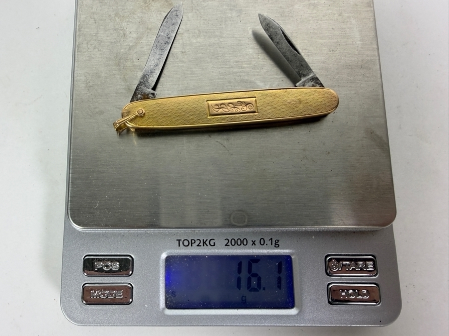 Vintage Colonial Knife Co 10K Gold Two Blade Gentleman's Pocket Watch Fob Knife Made In USA 16.1g [Photo 7]
