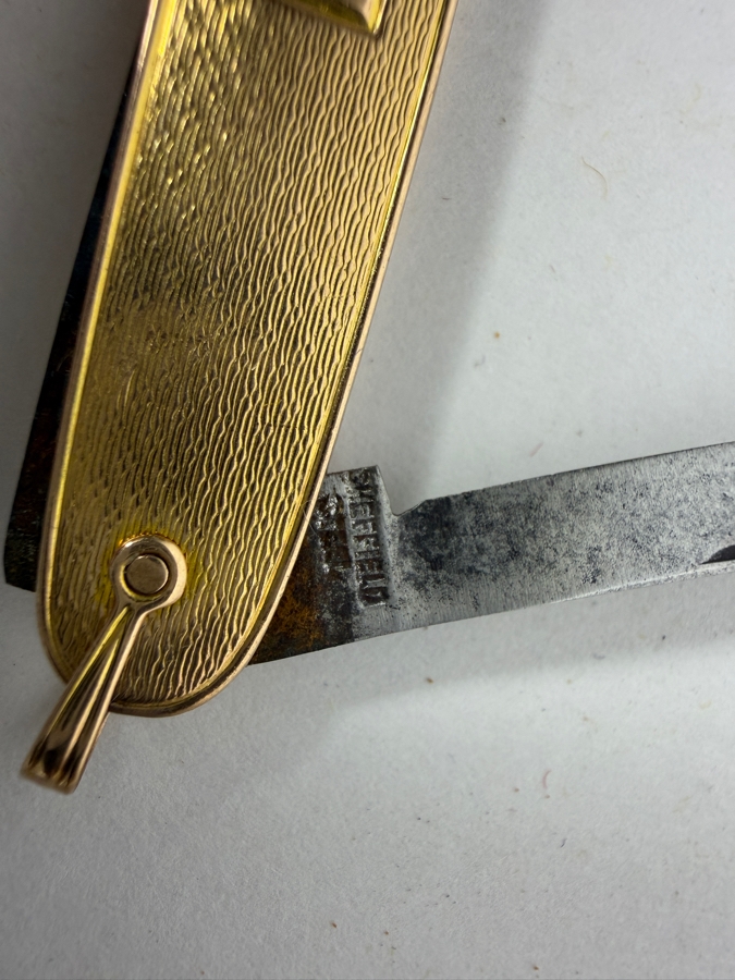 Vintage Colonial Knife Co 10K Gold Two Blade Gentleman's Pocket Watch Fob Knife Made In USA 16.1g [Photo 3]