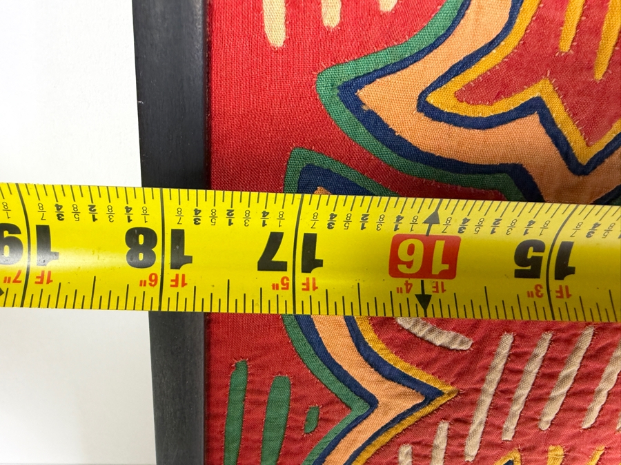 Vintage Framed Kuna Guna Indigenous Hand Sewn Mola Birds And Stylized Flowers Reverse Applique Textile Panel Made In Panama 18'W X 15'H [Photo 4]