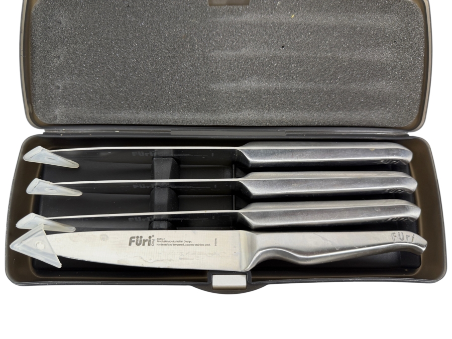 Furi Pro FUR122 Japanese Stainless Steel 4 Piece Steak Knife Set With Storage Case Designed In Australia