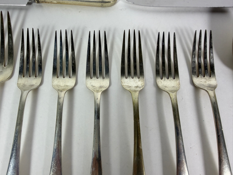 Antique Rogers Lunt Bowlen Treasure Monogrammed .925 Sterling Silver 17 Piece Flatware Set [542.5g Of Sterling] ($1,230 Melt Value - Not Including Knives) [Photo 2]